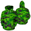 Green Kelly Camo Camouflage Print All Over Zip Up Hoodie