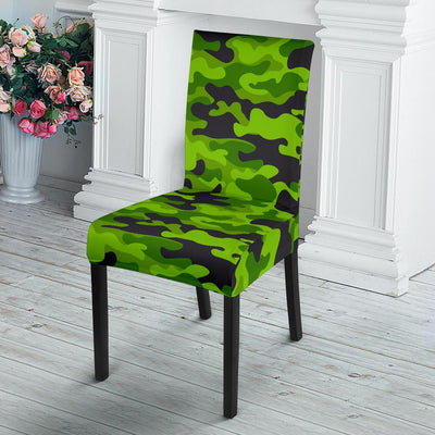 Green Kelly Camo Print Dining Chair Slipcover-JORJUNE.COM