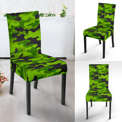 Green Kelly Camo Print Dining Chair Slipcover-JORJUNE.COM