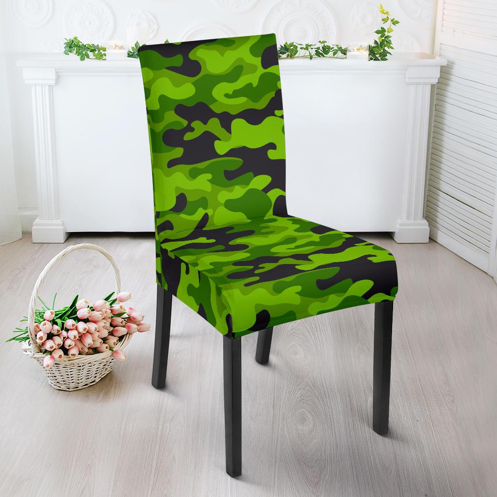 Green Kelly Camo Print Dining Chair Slipcover-JORJUNE.COM