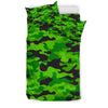 Green Kelly Camo Camouflage Print Duvet Cover Bedding Set