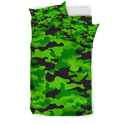 Green Kelly Camo Camouflage Print Duvet Cover Bedding Set