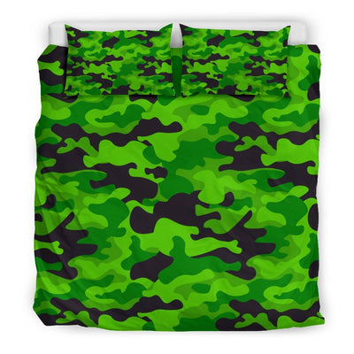 Green Kelly Camo Camouflage Print Duvet Cover Bedding Set