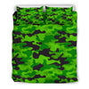 Green Kelly Camo Camouflage Print Duvet Cover Bedding Set