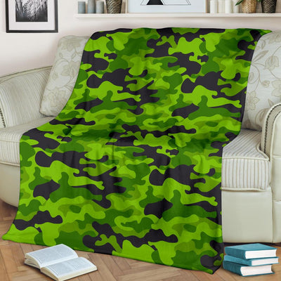 Green Kelly Camo Print Fleece Blanket