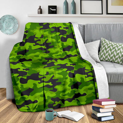 Green Kelly Camo Print Fleece Blanket