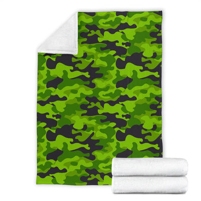 Green Kelly Camo Print Fleece Blanket