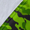 Green Kelly Camo Print Fleece Blanket