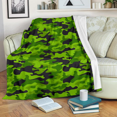 Green Kelly Camo Print Fleece Blanket