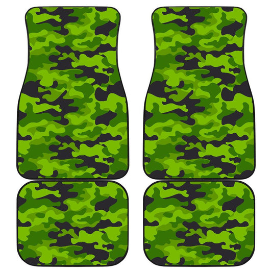Green Kelly Camo Print Front and Back Car Floor Mats