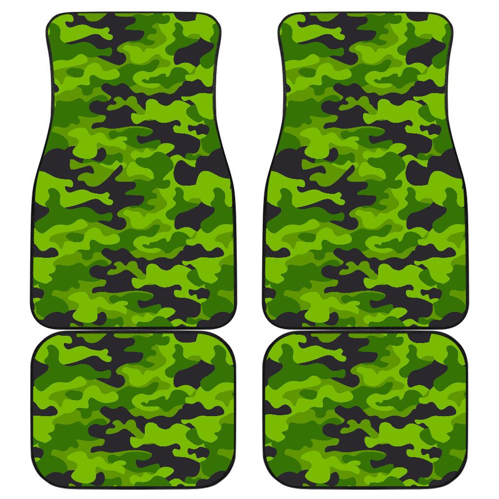 Green Kelly Camo Print Front and Back Car Floor Mats