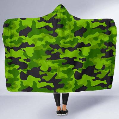 Green Kelly Camo Print Hooded Blanket-JORJUNE.COM