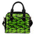 Green Kelly Camo Print Leather Shoulder Handbag