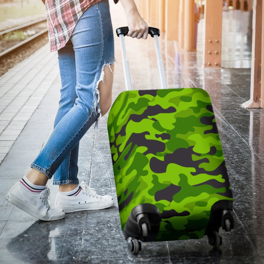 Green Kelly Camo Camouflage Print Luggage Cover Protector