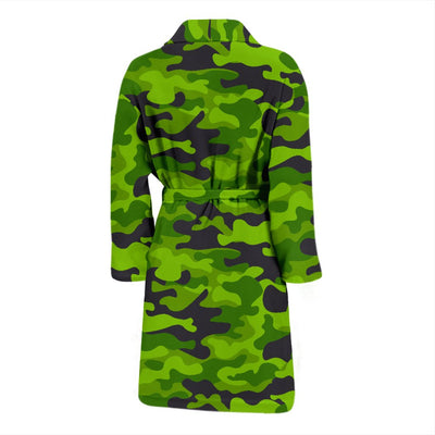 Green Kelly Camo Print Men Bath Robe