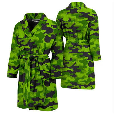 Green Kelly Camo Print Men Bath Robe