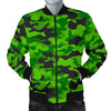 Green Kelly Camo Print Men Casual Bomber Jacket