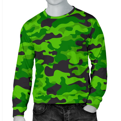 Green Kelly Camo Print Men Crewneck Sweatshirt