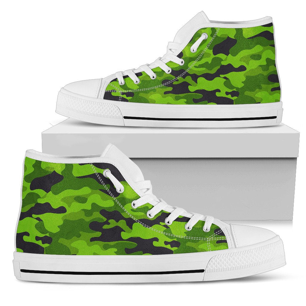 Green Kelly Camo Print Men High Top Shoes