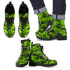 Green Kelly Camo Print Men Leather Boots