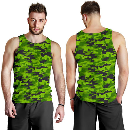 Green Kelly Camo Print Men Tank Top