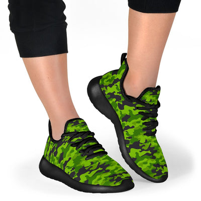 Green Kelly Camo Print Mesh Knit Sneakers Shoes