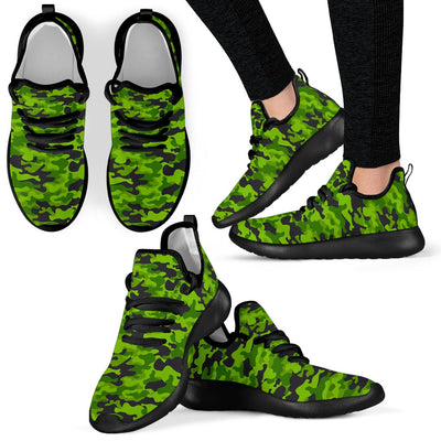 Green Kelly Camo Print Mesh Knit Sneakers Shoes