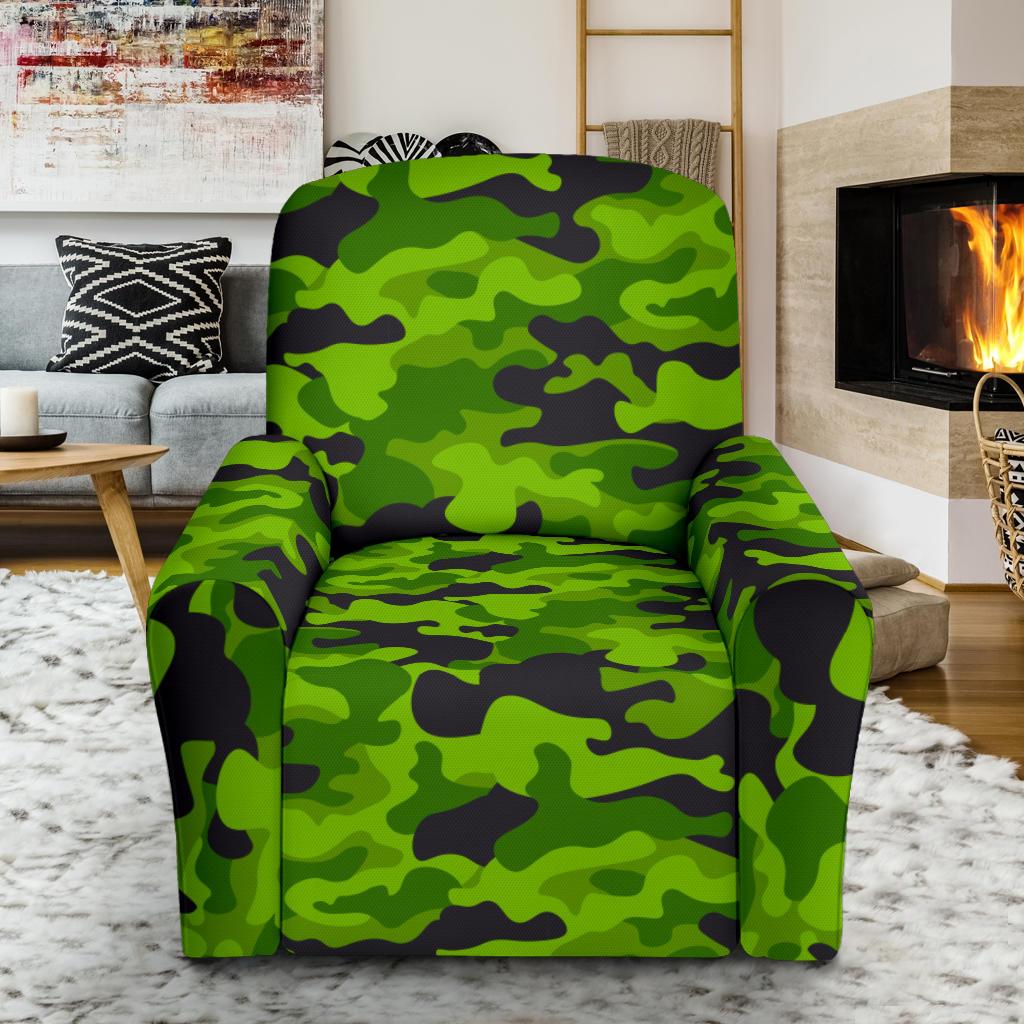 Green Kelly Camo Print Recliner Slipcover-JORJUNE.COM