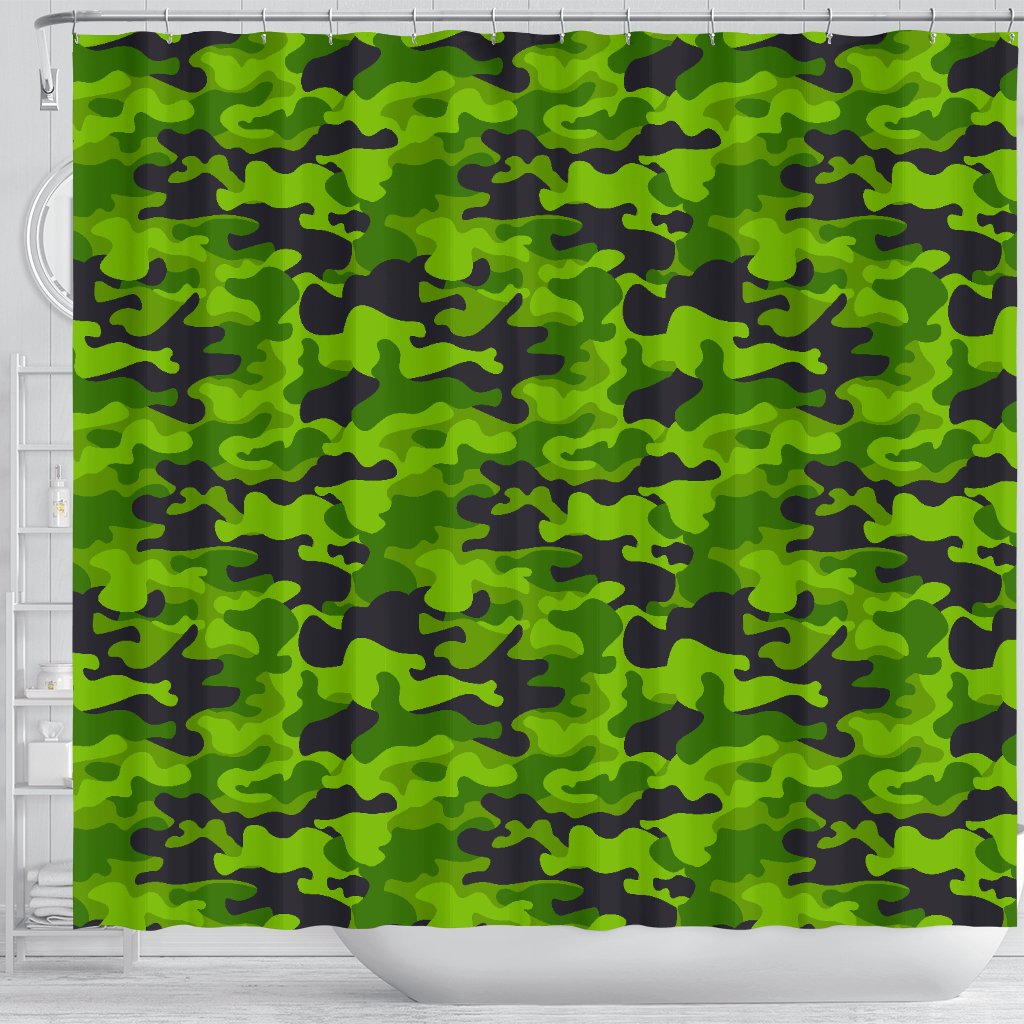 Green Kelly Camo Print Shower Curtain