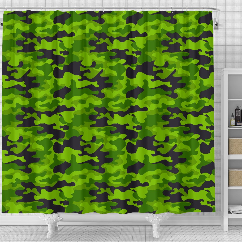 Green Kelly Camo Print Shower Curtain
