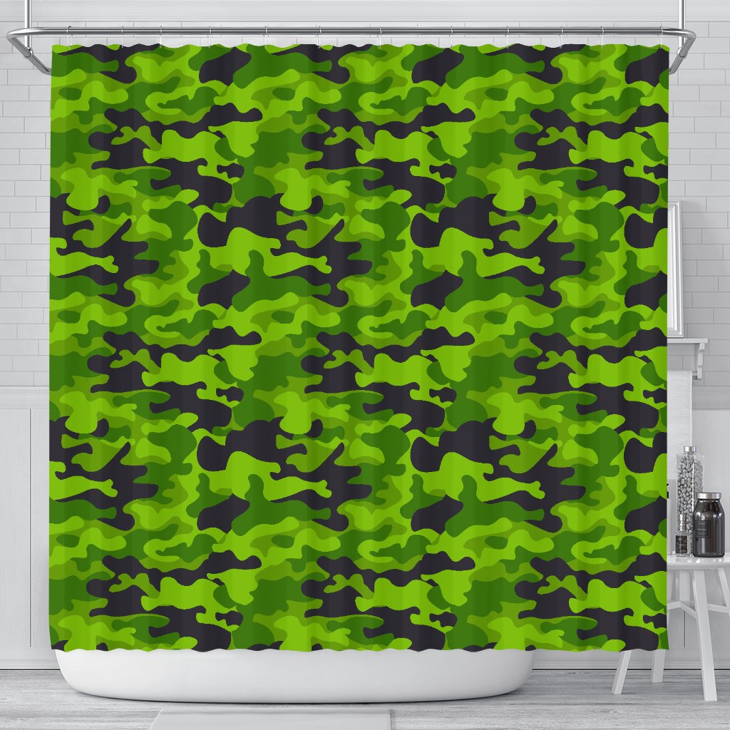 Green Kelly Camo Print Shower Curtain