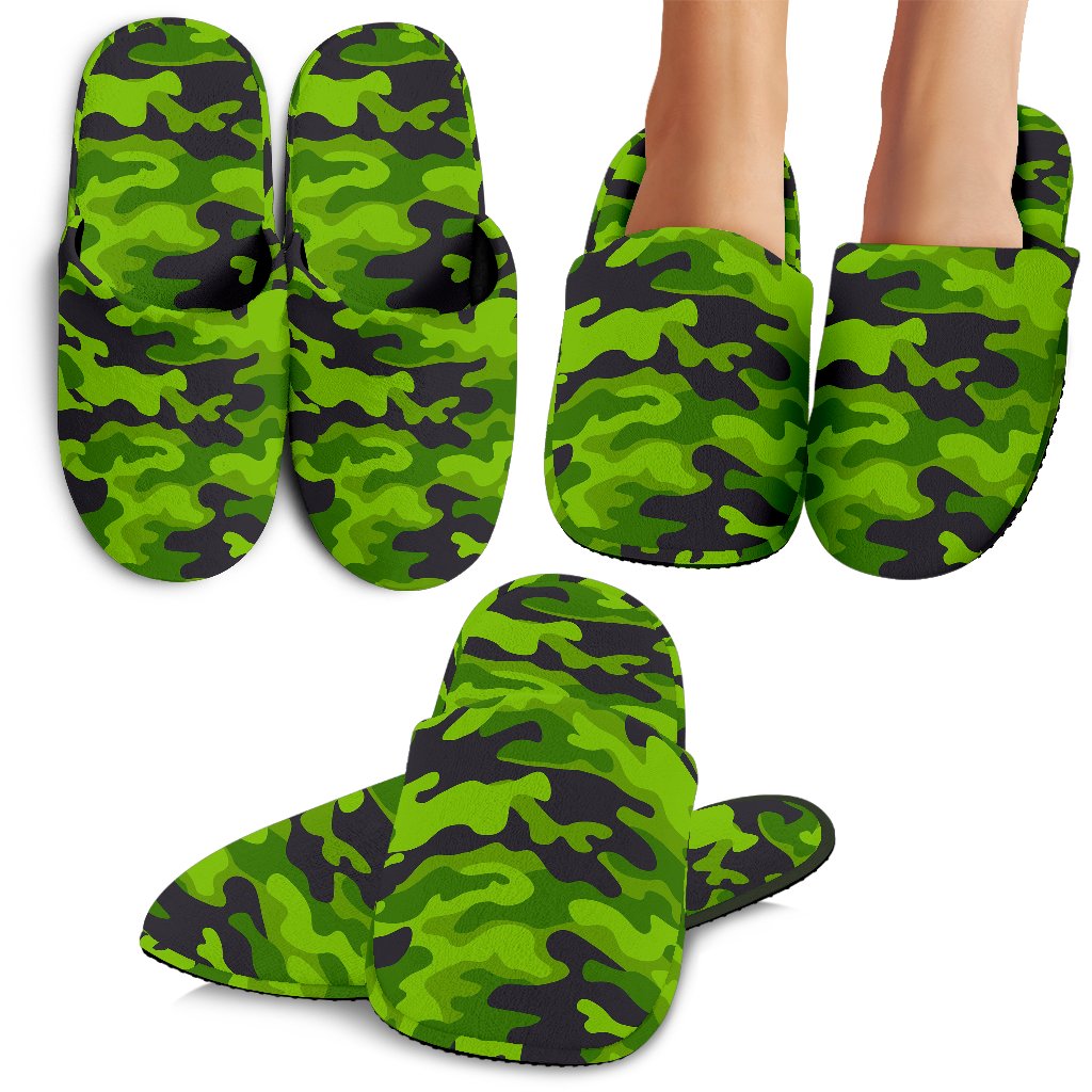 Green Kelly Camo Print Slippers