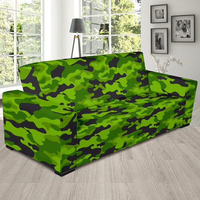 Green Kelly Camo Print Sofa Slipcover-JORJUNE.COM