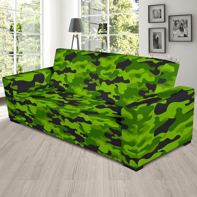 Green Kelly Camo Print Sofa Slipcover-JORJUNE.COM