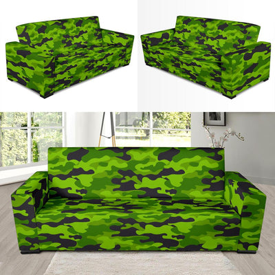 Green Kelly Camo Print Sofa Slipcover-JORJUNE.COM