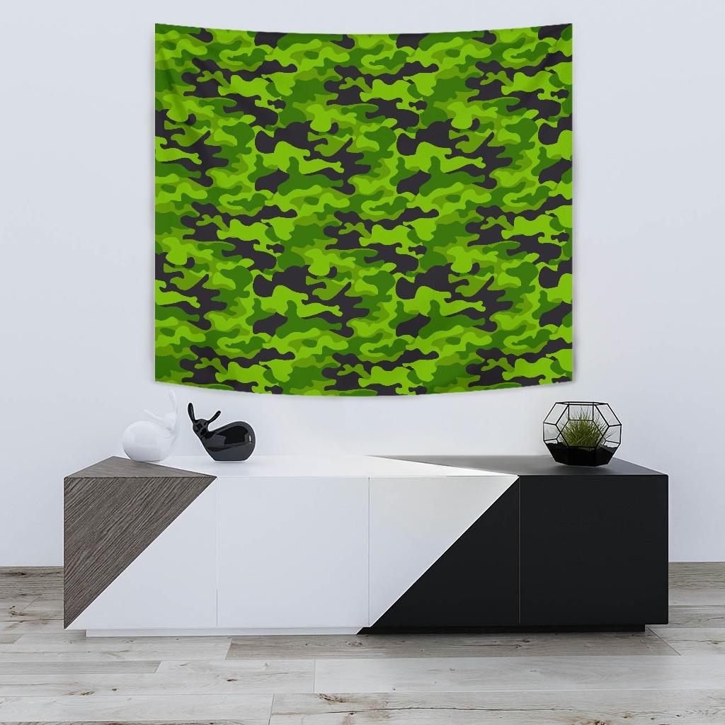 Green Kelly Camo Print Tapestry