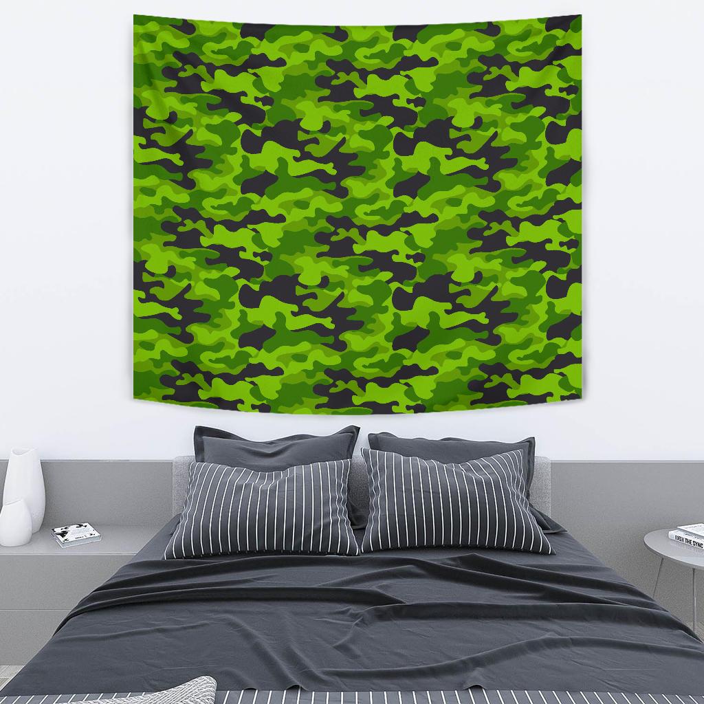 Green Kelly Camo Print Tapestry