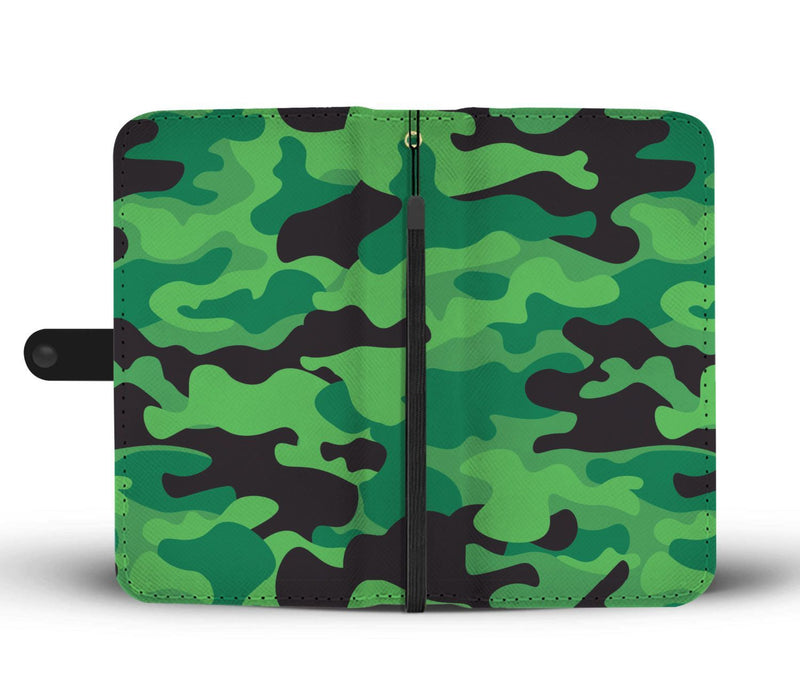 Green Kelly Camo Camouflage Print Wallet Phone Case