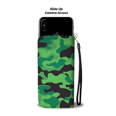 Green Kelly Camo Camouflage Print Wallet Phone Case