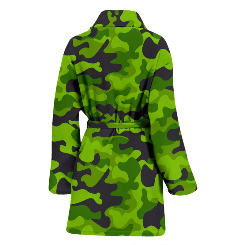 Green Kelly Camo Print Women Bath Robe