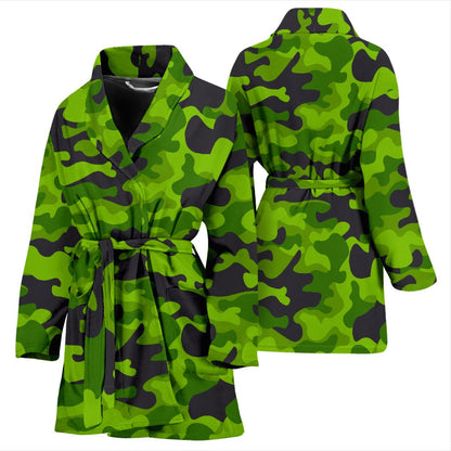 Green Kelly Camo Print Women Bath Robe