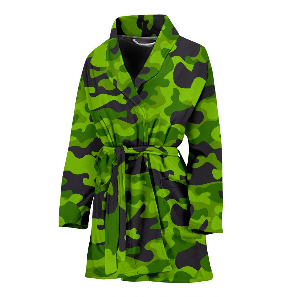 Green Kelly Camo Print Women Bath Robe