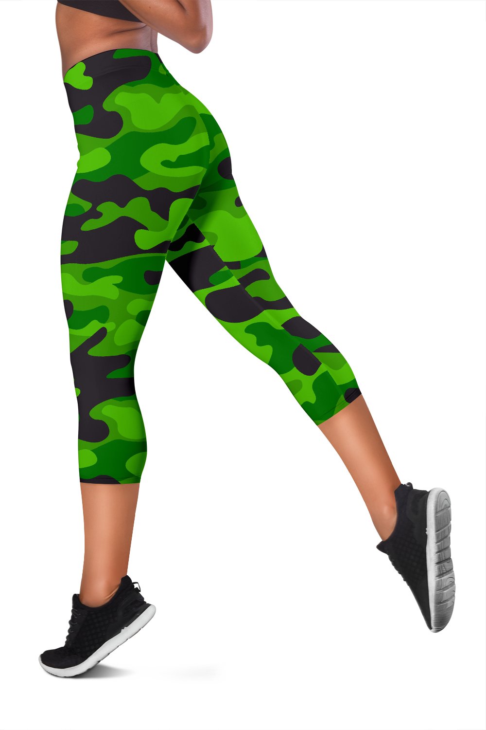 Green Kelly Camo Print Women Capris