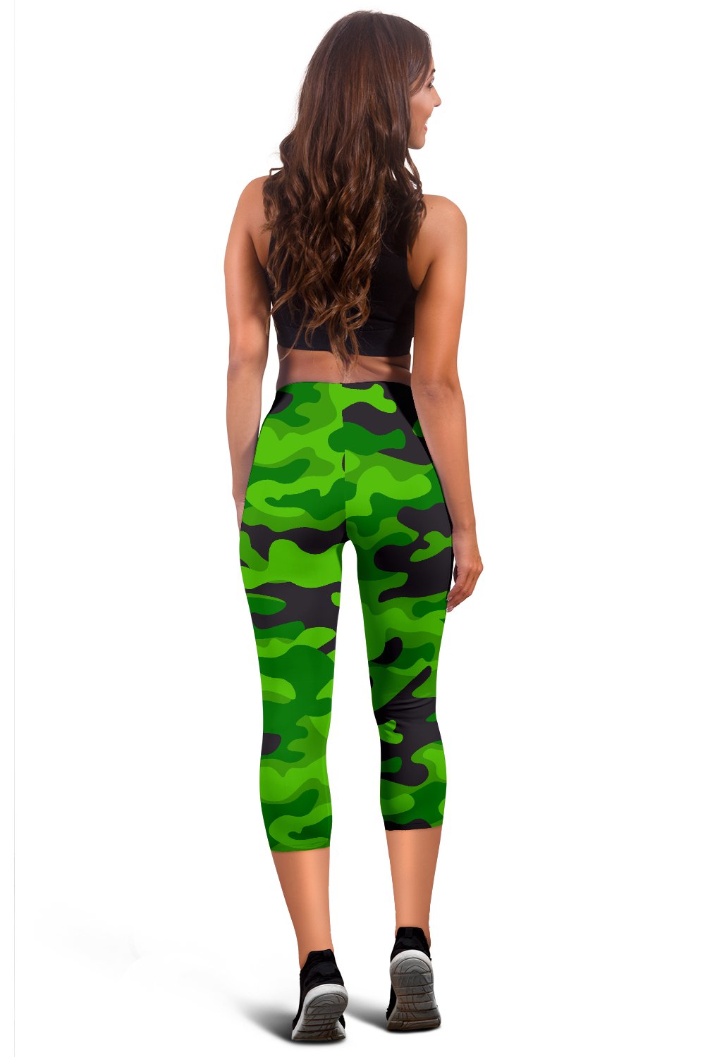 Green Kelly Camo Print Women Capris