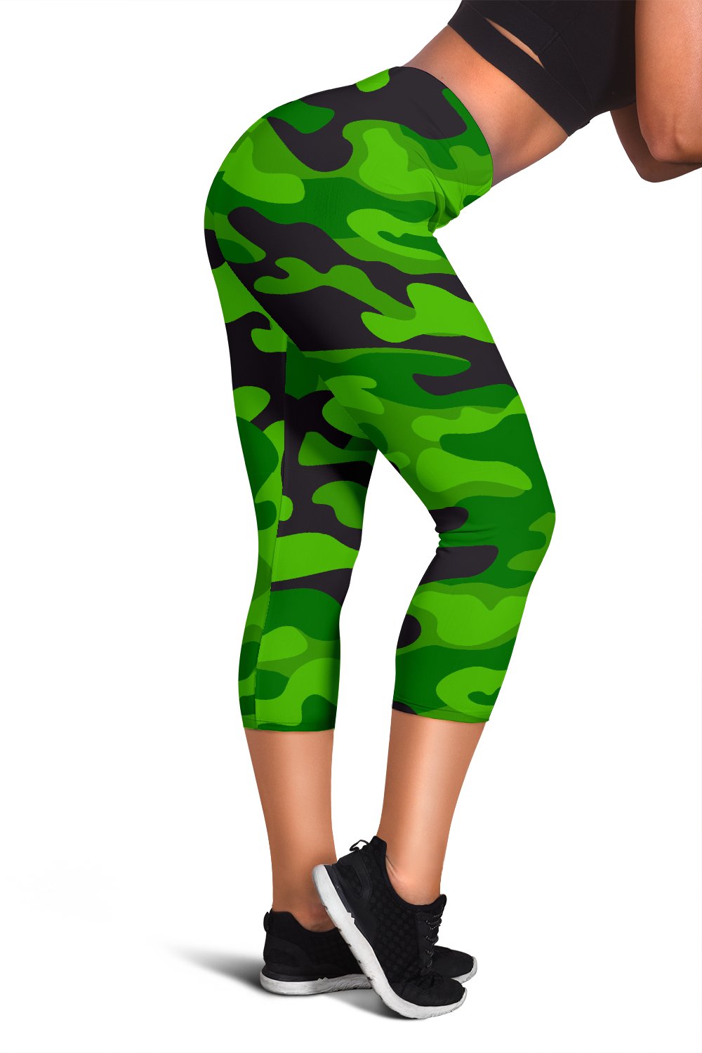 Green Kelly Camo Print Women Capris