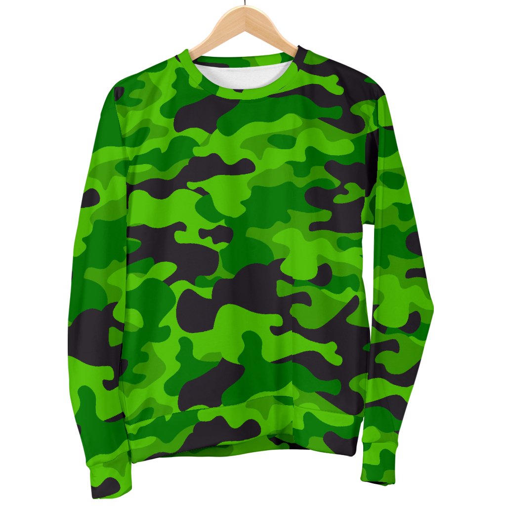 Green Kelly Camo Print Women Crewneck Sweatshirt