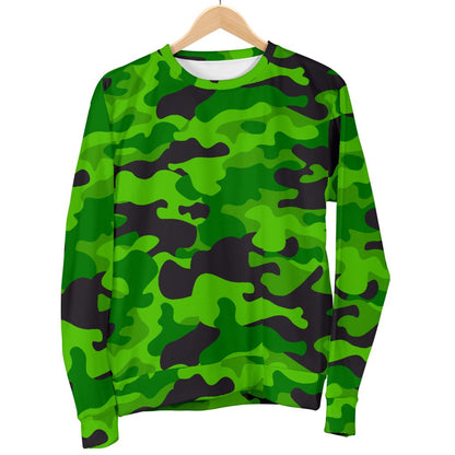 Green Kelly Camo Print Women Crewneck Sweatshirt
