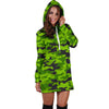 Green Kelly Camo Print Women Hoodie Dress