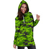 Green Kelly Camo Print Women Hoodie Dress