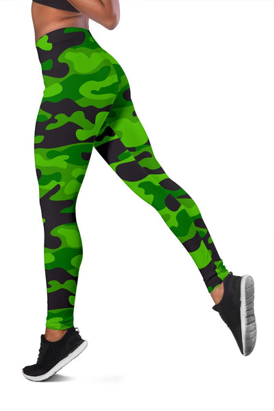 Green Kelly Camo Print Women Leggings